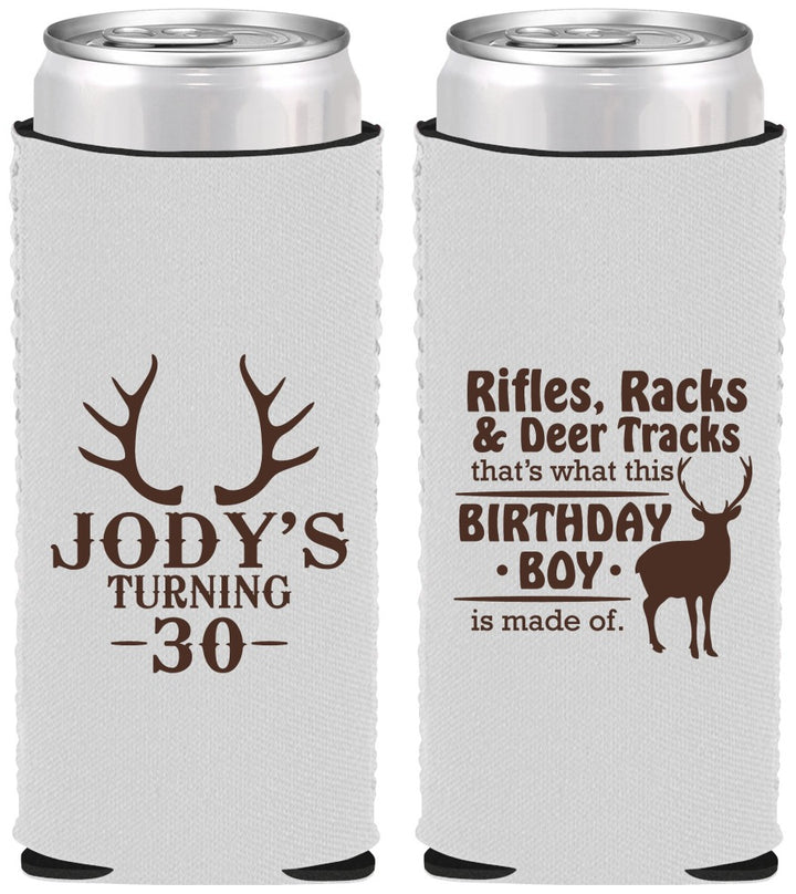Custom Birthday Neoprene Slim Can Coolers - 30th Hunting | 20196