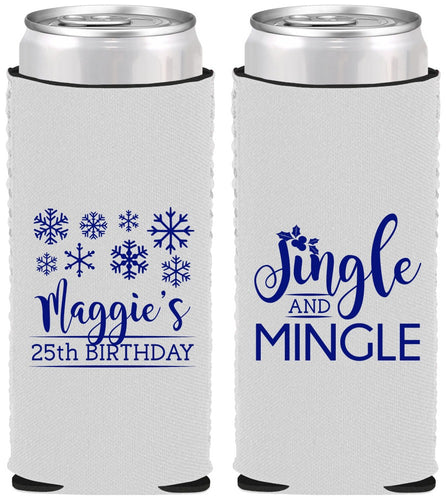 Custom Birthday Neoprene Slim Can Coolers - 25th Christmas | 20197