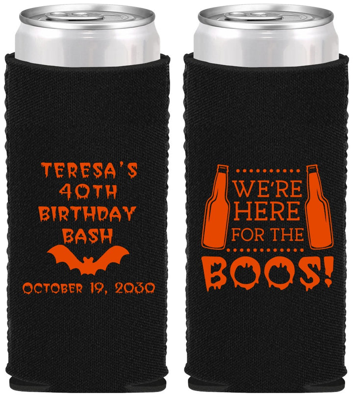 Custom Birthday Neoprene Slim Can Coolers - 40th Halloween | 20198