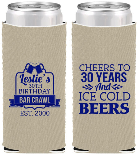 Custom Birthday Neoprene Slim Can Coolers - 30th | 20218