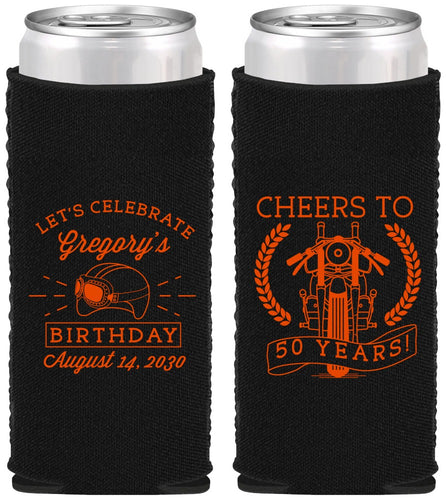 Custom Birthday Neoprene Slim Can Coolers - Cheers To 50 Years | 20220