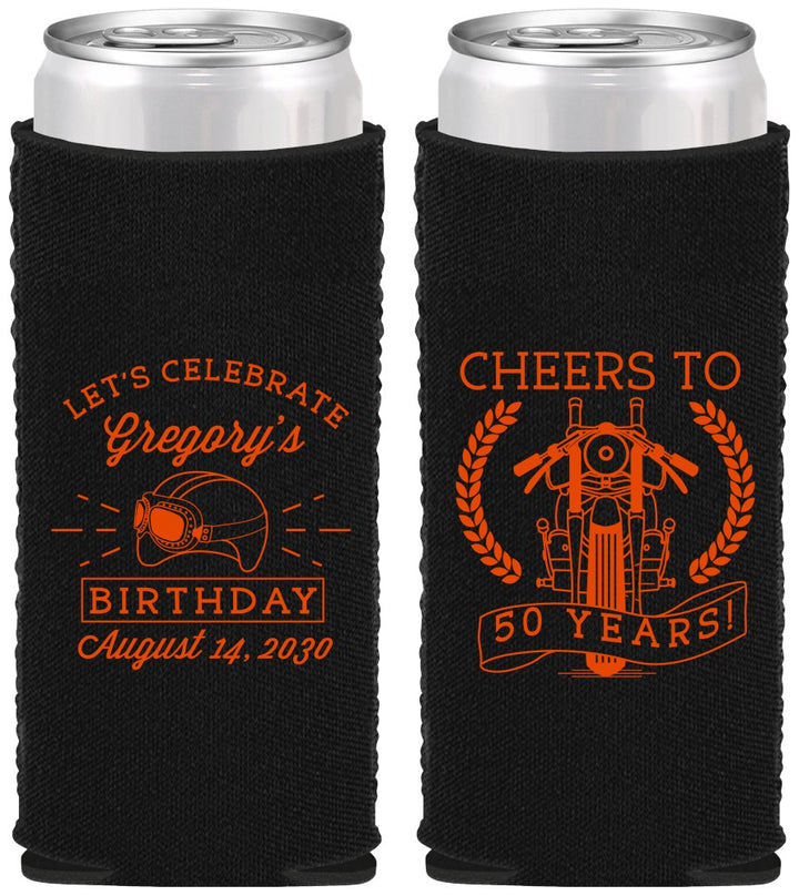 Custom Birthday Neoprene Slim Can Coolers - Cheers To 50 Years | 20220