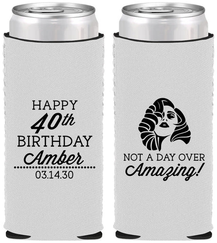 Custom Birthday Neoprene Slim Can Coolers - 40th | 20222