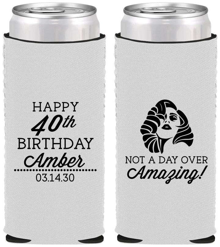 Custom Birthday Neoprene Slim Can Coolers - 40th | 20222