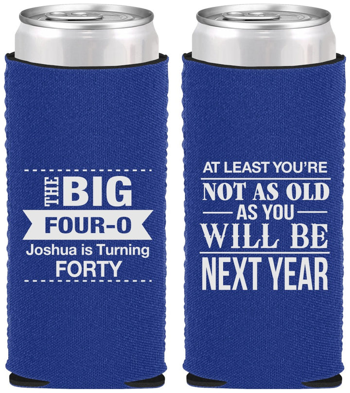 Custom Birthday Neoprene Slim Can Coolers - 40th | 20225