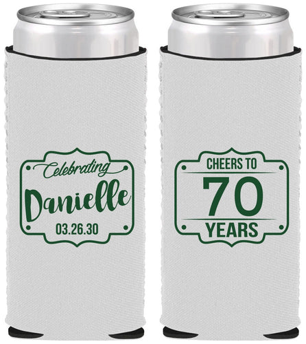 Custom Birthday Neoprene Slim Can Coolers - Cheers To 70 Years | 20227