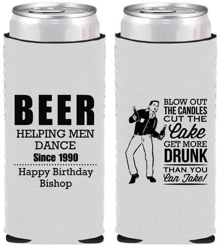 Custom Birthday Neoprene Slim Can Coolers - 40th | 20231