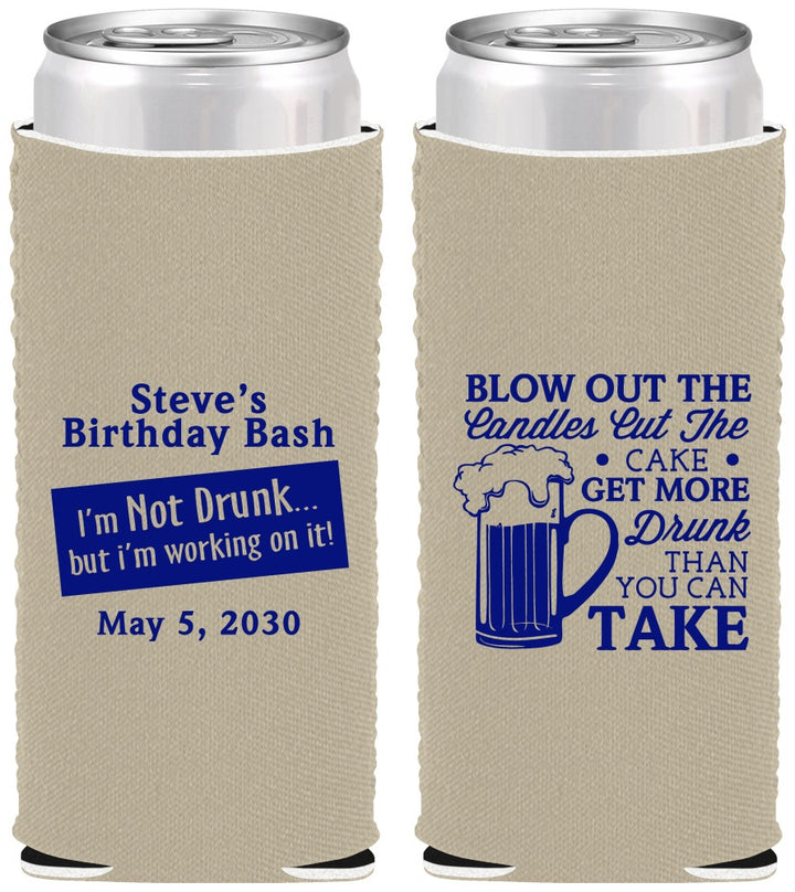 Custom Birthday Neoprene Slim Can Coolers - Beer Drunk | 20232
