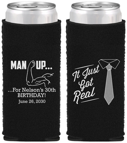 Custom Birthday Neoprene Slim Can Coolers - 30th | 20234