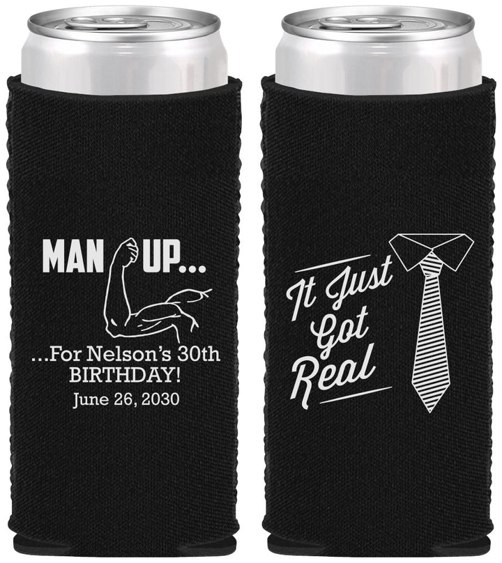 Custom Birthday Neoprene Slim Can Coolers - 30th | 20234