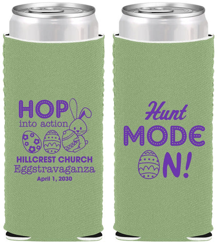 Custom Easter Neoprene Slim Can Coolers - Hunt Mode On Bunny | 210000