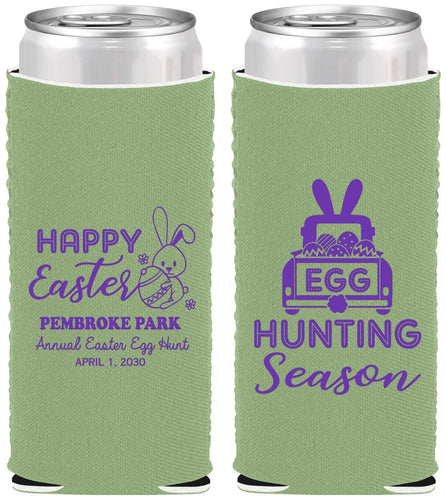Custom Easter Neoprene Slim Can Coolers - Egg Hunting Bunny | 210004