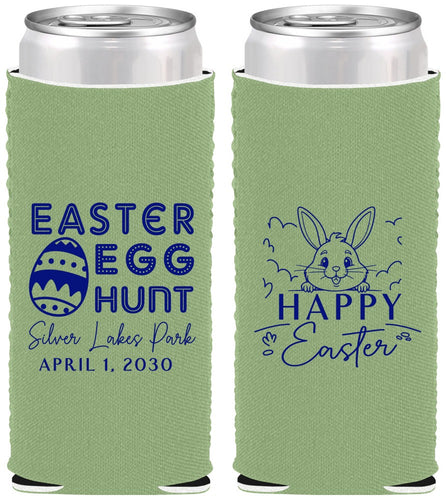 Custom Easter Neoprene Slim Can Coolers - Egg Hunt Bunny | 210005