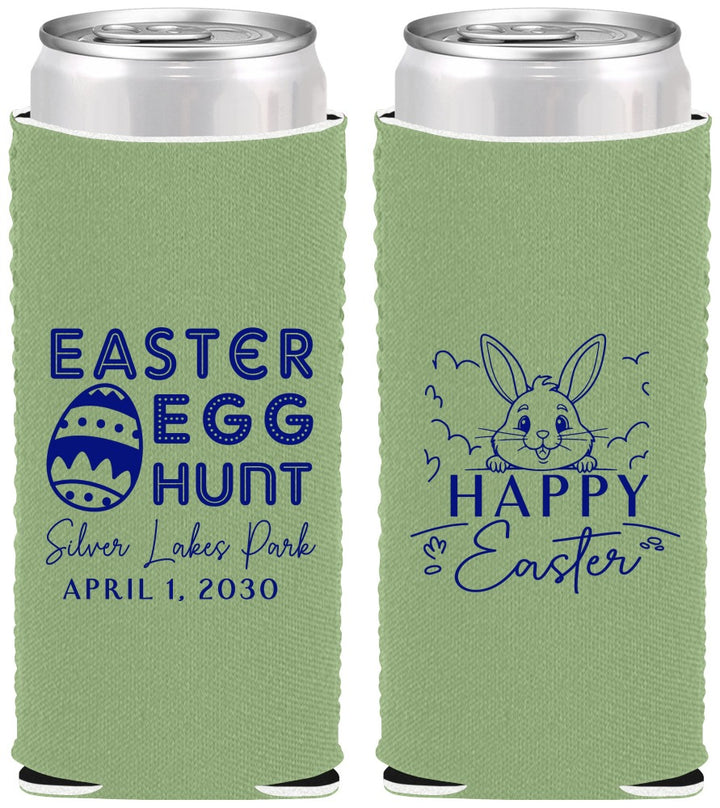 Custom Easter Neoprene Slim Can Coolers - Egg Hunt Bunny | 210005