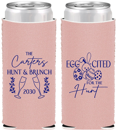 Custom Easter Neoprene Slim Can Coolers - Eggcited For Hunt Bunny | 210011