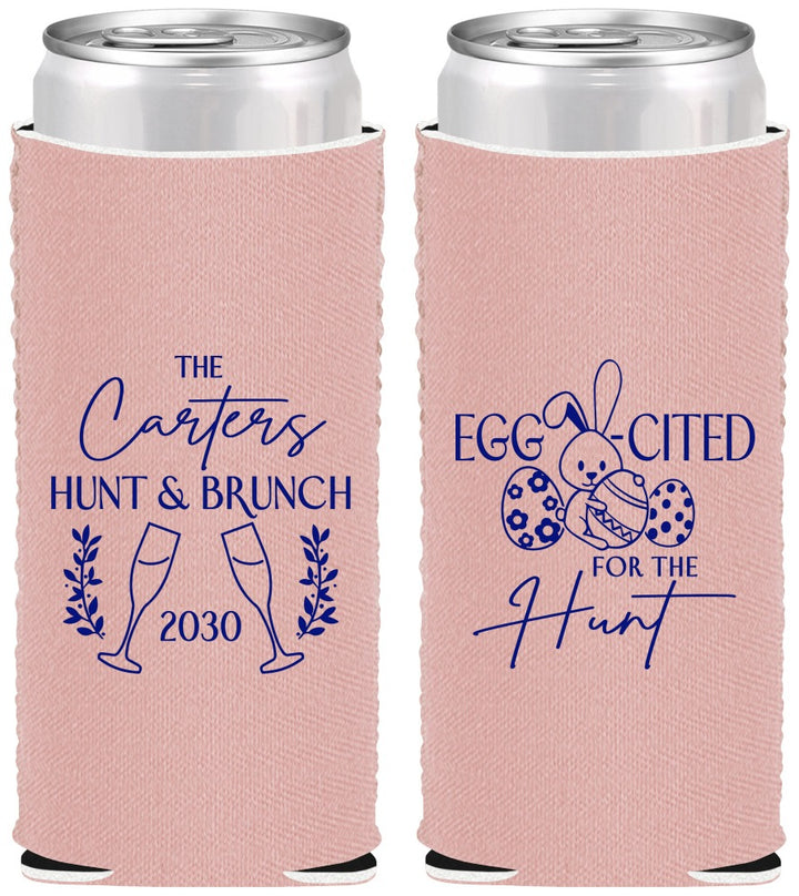 Custom Easter Neoprene Slim Can Coolers - Eggcited For Hunt Bunny | 210011