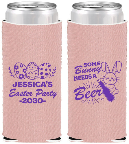 Custom Easter Neoprene Slim Can Coolers - Bunny Needs A Beer | 210018