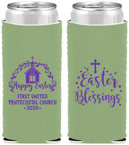 Custom Easter Neoprene Slim Can Coolers - Easter Blessings Church | 210024