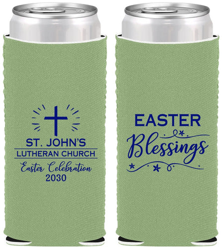 Custom Easter Neoprene Slim Can Coolers - Easter Blessings Church | 210029