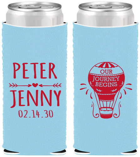 Custom Wedding Neoprene Slim Can Coolers - Hot Air Balloon | 219