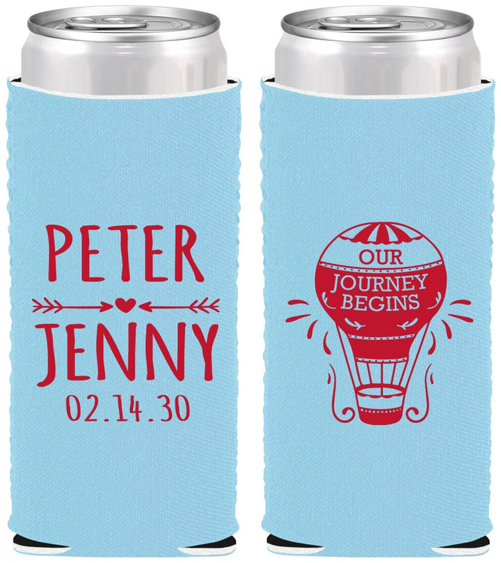 Custom Wedding Neoprene Slim Can Coolers - Hot Air Balloon | 219