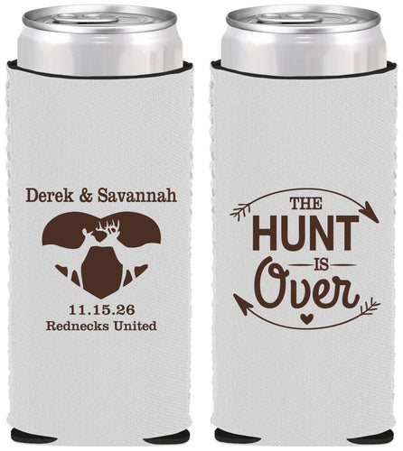Custom Wedding Neoprene Slim Can Coolers - The Hunt Is Over Deer | 220