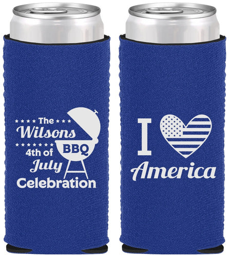 Custom 4th Of July Neoprene Slim Can Coolers - Barbecue Bbq | 220007