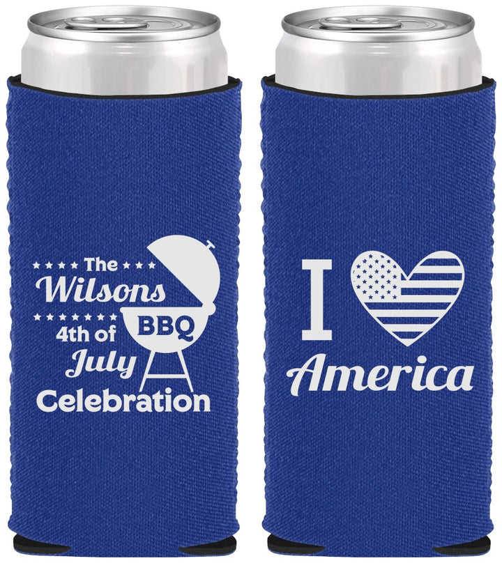 Custom 4th Of July Neoprene Slim Can Coolers - Barbecue Bbq | 220007