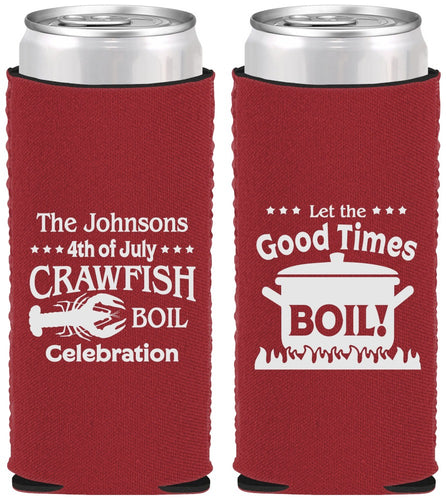 Custom 4th Of July Neoprene Slim Can Coolers - Crawfish Boil | 220010