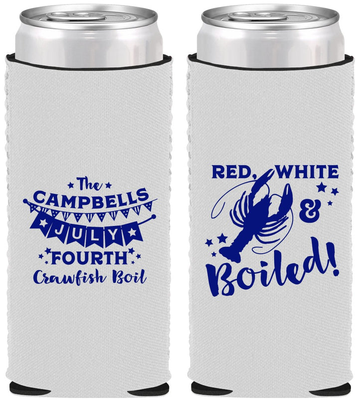 Custom 4th Of July Neoprene Slim Can Coolers - Crawfish Boil | 220013