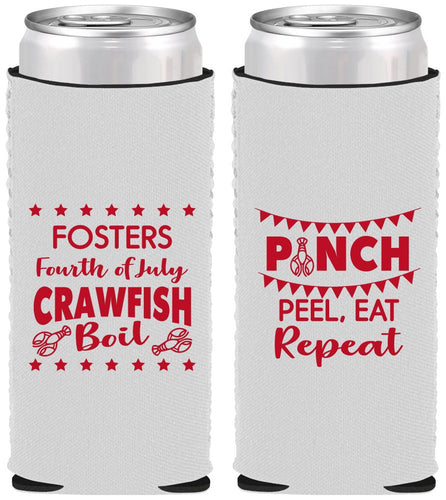 Custom 4th Of July Neoprene Slim Can Coolers - Crawfish Boil | 220016