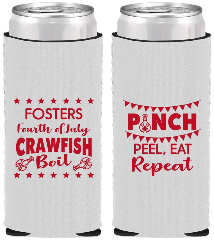 Custom 4th Of July Neoprene Slim Can Coolers - Crawfish Boil | 220016