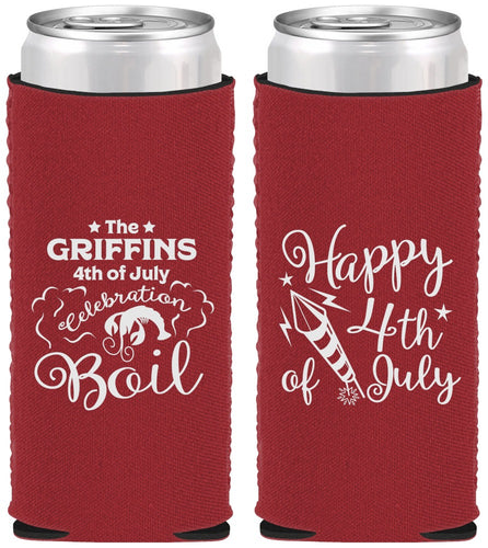 Custom 4th Of July Neoprene Slim Can Coolers - Crawfish Boil | 220018