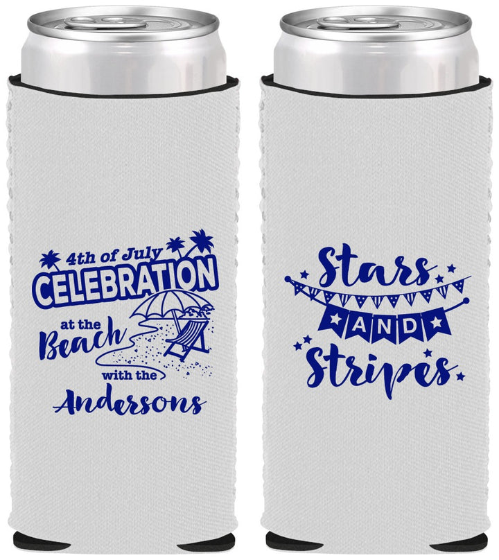 Custom 4th Of July Neoprene Slim Can Coolers - Fireworks | 220021