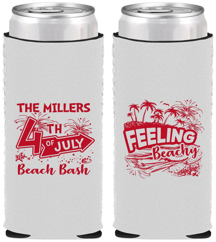 Custom 4th Of July Neoprene Slim Can Coolers - Feeling Beachy | 220024