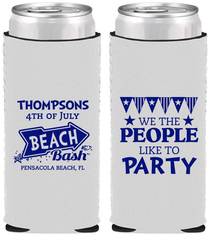 Custom 4th Of July Neoprene Slim Can Coolers - We The People | 220025
