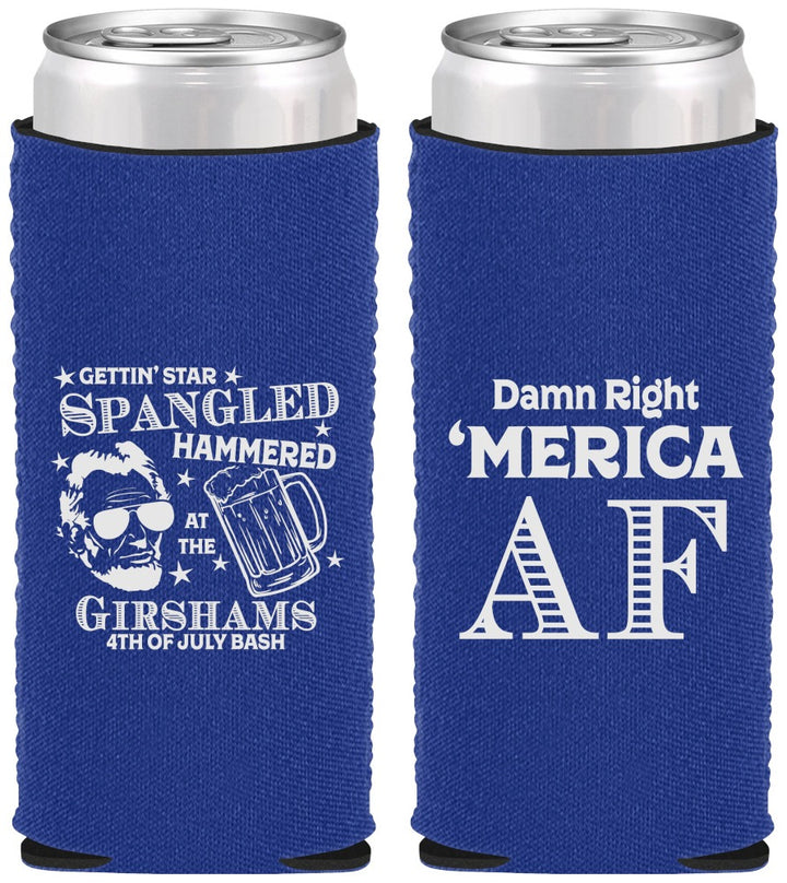 Custom 4th Of July Neoprene Slim Can Coolers - Merica Af | 220031