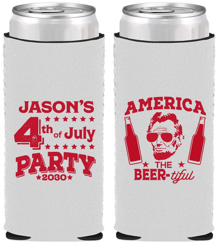 Custom 4th Of July Neoprene Slim Can Coolers - Bbq Lincoln | 220036