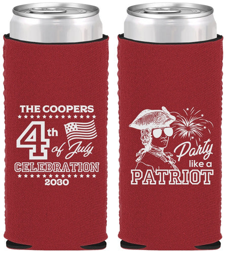 Custom 4th Of July Neoprene Slim Can Coolers - Patriot | 220038