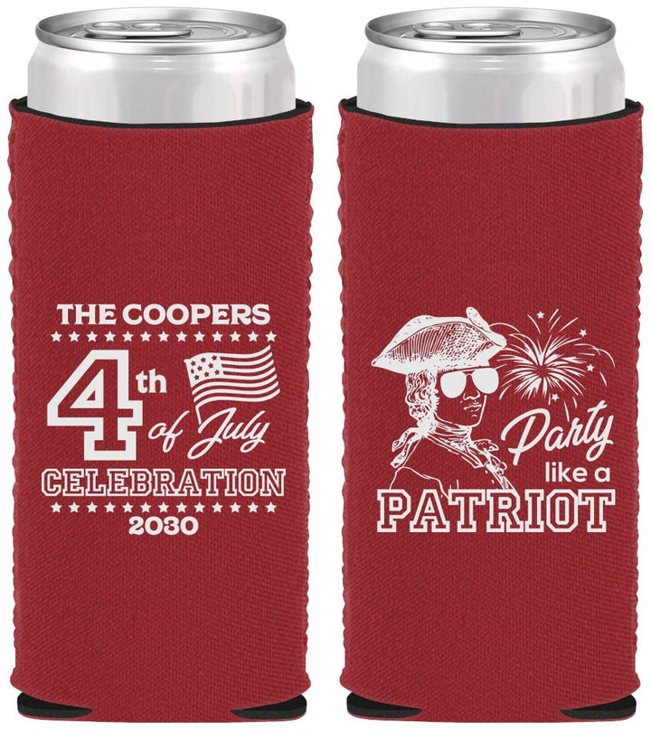 Custom 4th Of July Neoprene Slim Can Coolers - Patriot | 220038