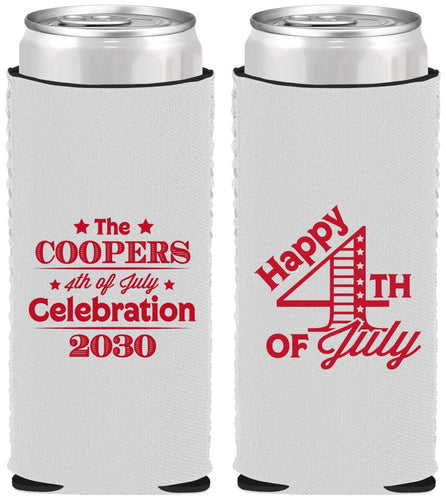 Custom 4th Of July Neoprene Slim Can Coolers - Independence Day | 220040