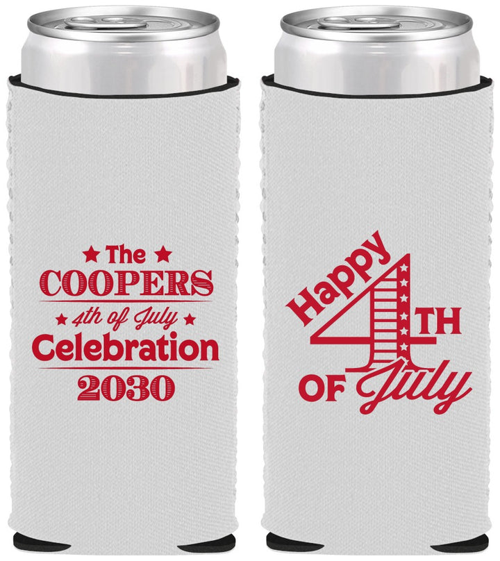 Custom 4th Of July Neoprene Slim Can Coolers - Independence Day | 220040
