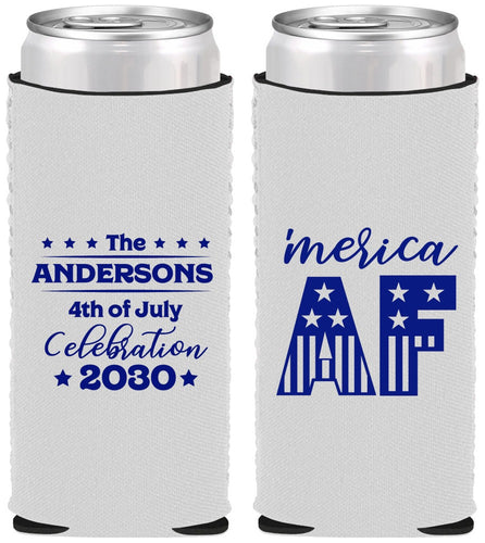 Custom 4th Of July Neoprene Slim Can Coolers - Merica Af | 220041