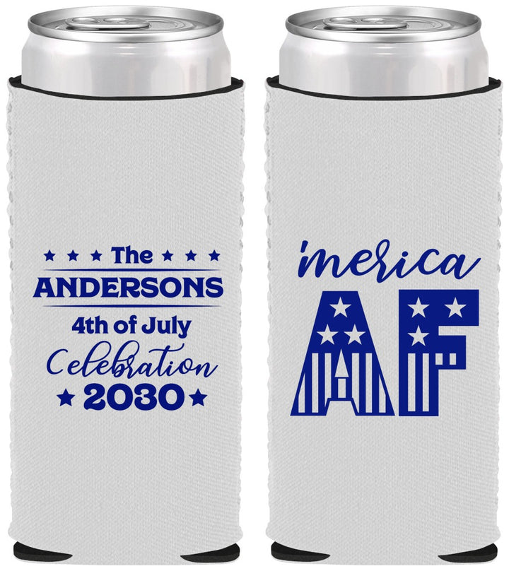 Custom 4th Of July Neoprene Slim Can Coolers - Merica Af | 220041