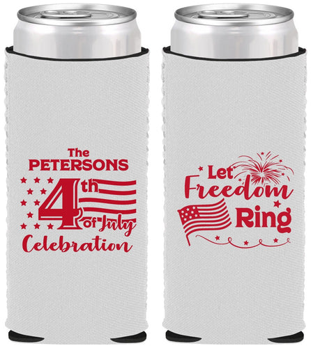 Custom 4th Of July Neoprene Slim Can Coolers - Fireworks | 220048