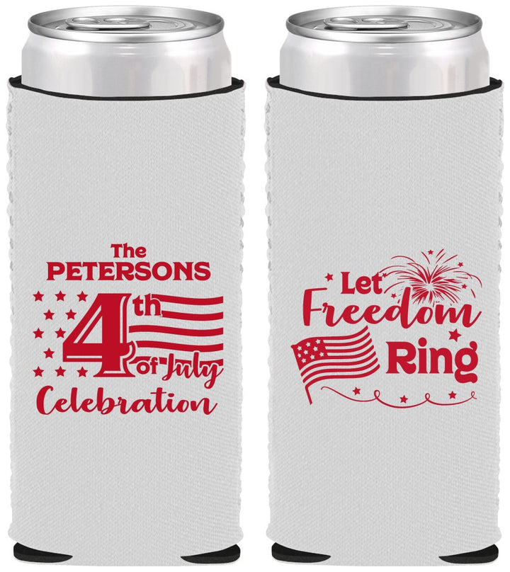 Custom 4th Of July Neoprene Slim Can Coolers - Fireworks | 220048