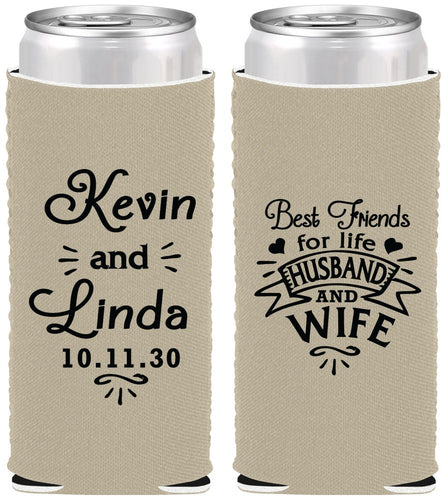 Custom Wedding Neoprene Slim Can Coolers - Best Friends | 221