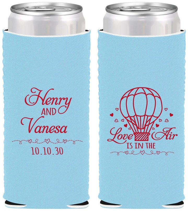 Custom Wedding Neoprene Slim Can Coolers - Hot Air Balloon | 225