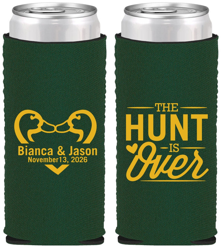 Custom Wedding Neoprene Slim Can Coolers - The Hunt Is Over Duck | 227