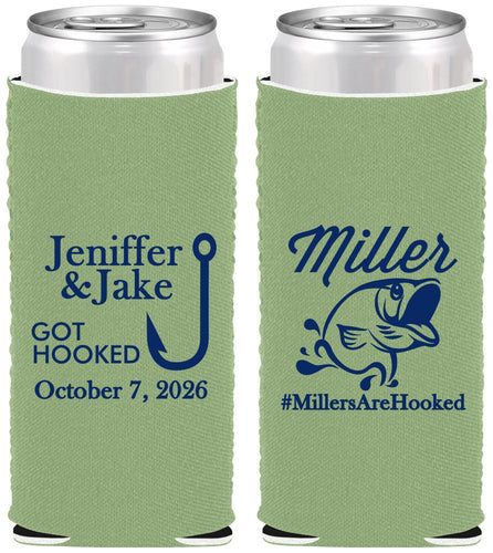 Custom Wedding Neoprene Slim Can Coolers - Got Hook Fish | 230